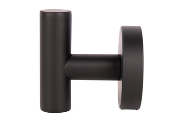 Cofan – Percha Negra Mate | Diseño Redondo | Acero Inoxidable | Kit de Fijación Incluido | 5 x 5 x 6 cm